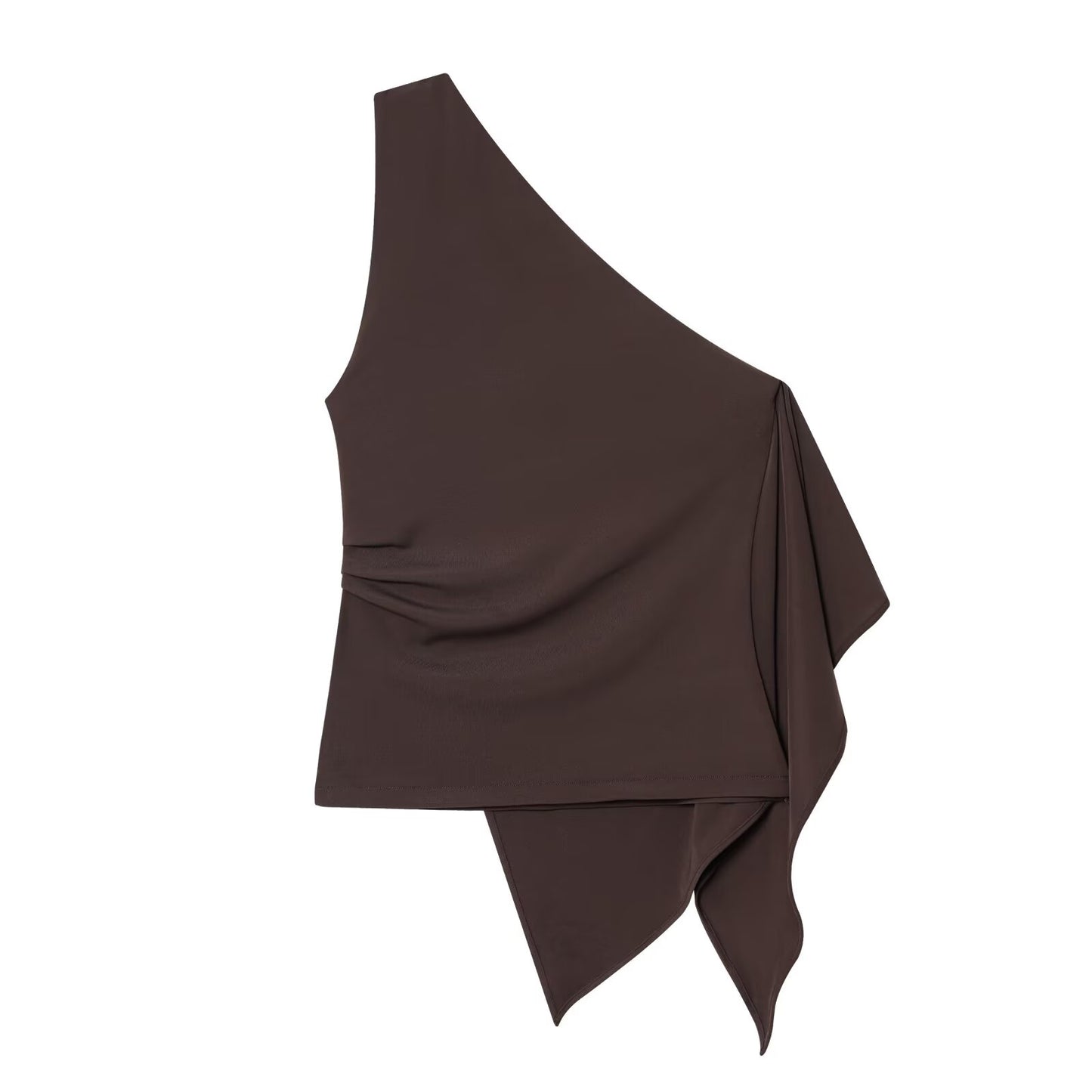 Women's summer fashion sleeveless crepe asymmetric top