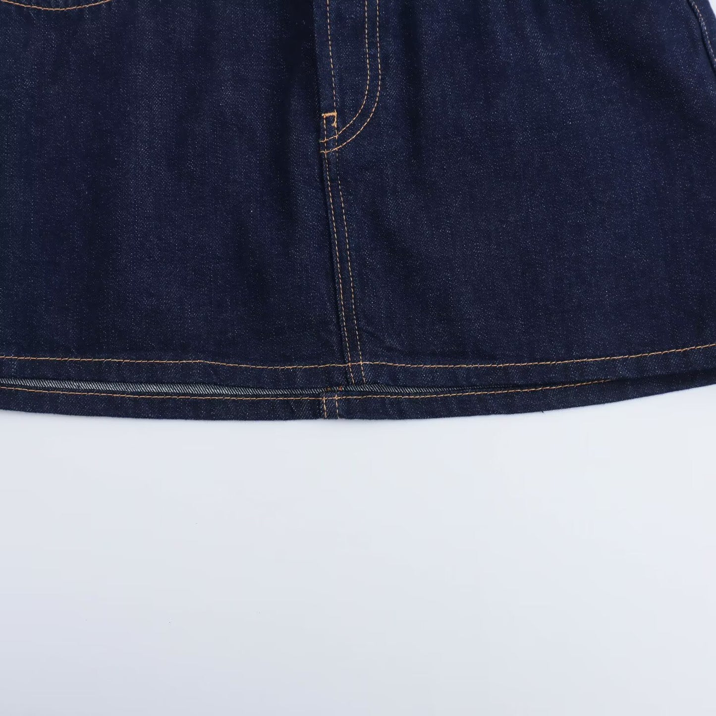 Women's 2025 new fashion side pocket casual high waisted denim mini skirt