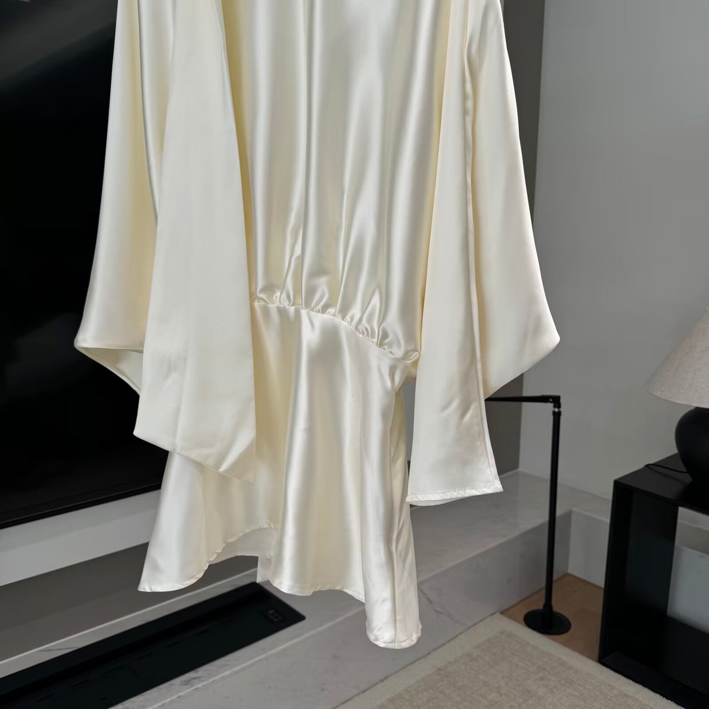 Women's new scarf decoration satin texture mini dress