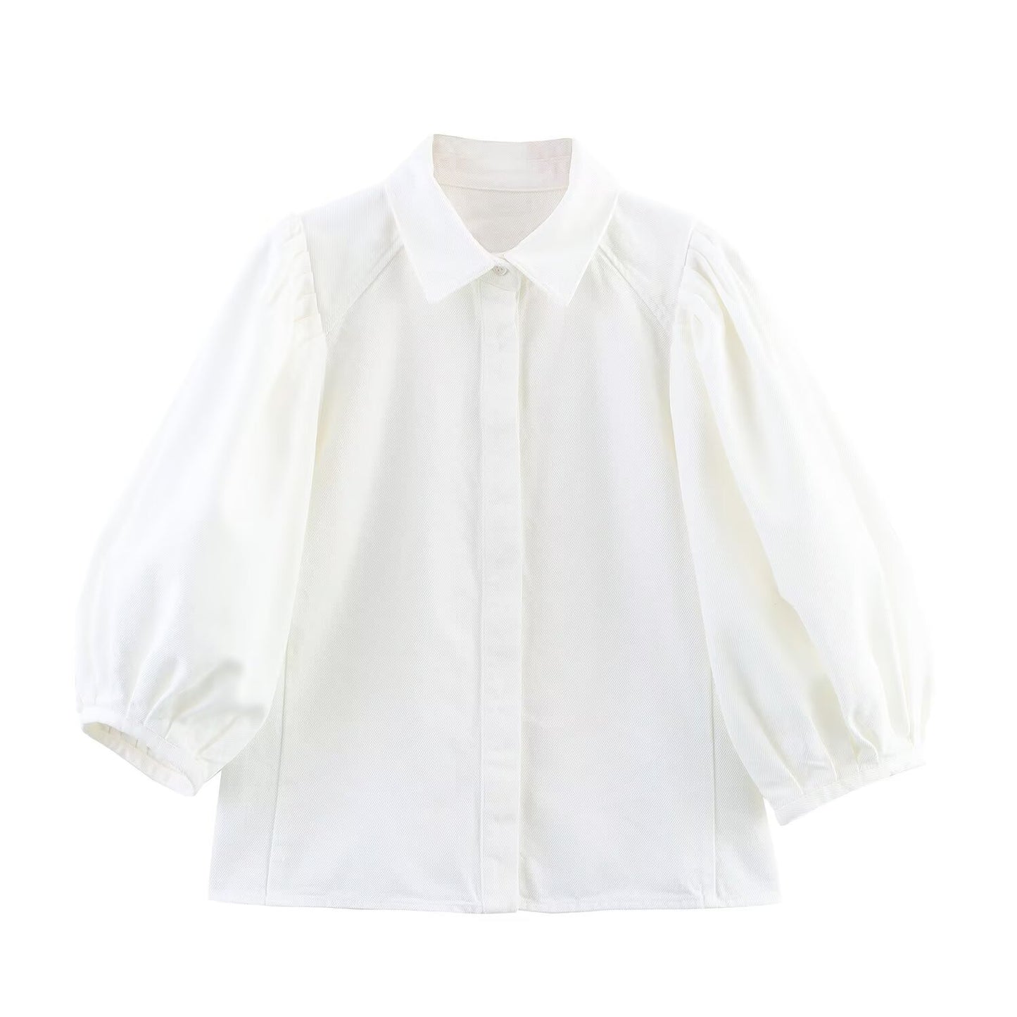 Women's' New Fashion bubble short sleeved casual Button-up denim shirt+Jeans Women's suit