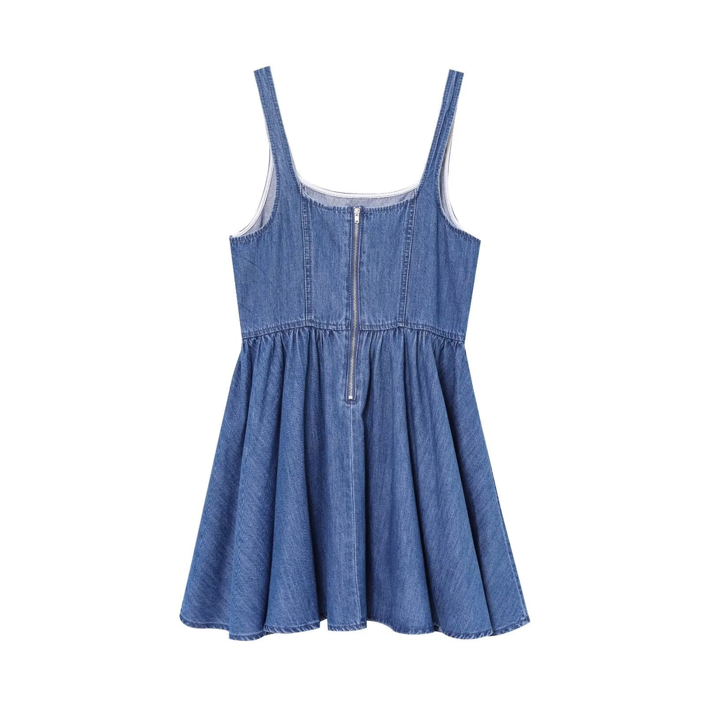 Women's 2025 chic fashion horn skirt denim dress retro sleeveless dress