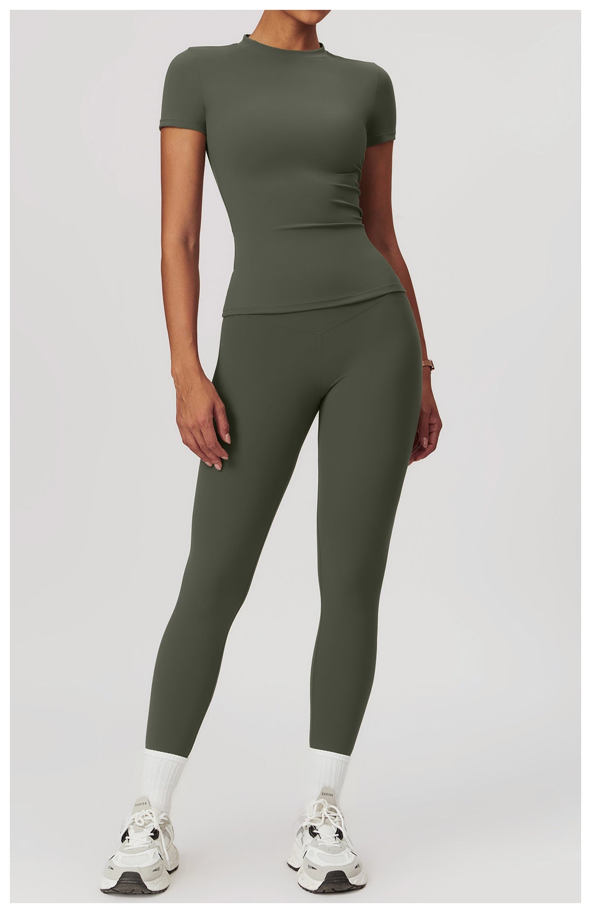 Women's Suit New Fashion Outdoor Running Short-sleeved Fitness Jacket High Waist Hip Quick-drying Yoga Pants.