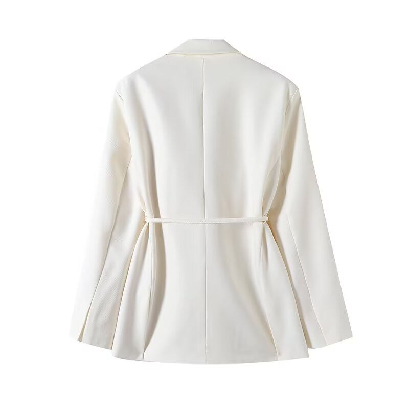 Ladies' new fashion with Belt loose casual lapel suit coat retro long sleeved women's coat chic top+Pants Women's suit