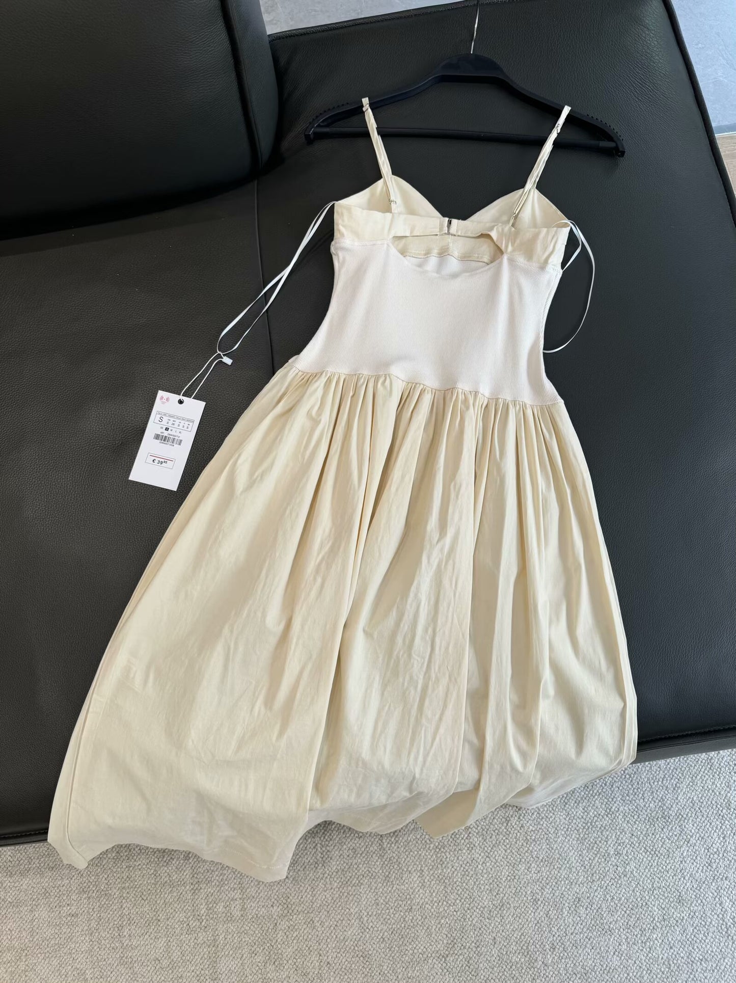 Ladies' new fashion sleeveless backless patchwork poplin suspender MIDI dress