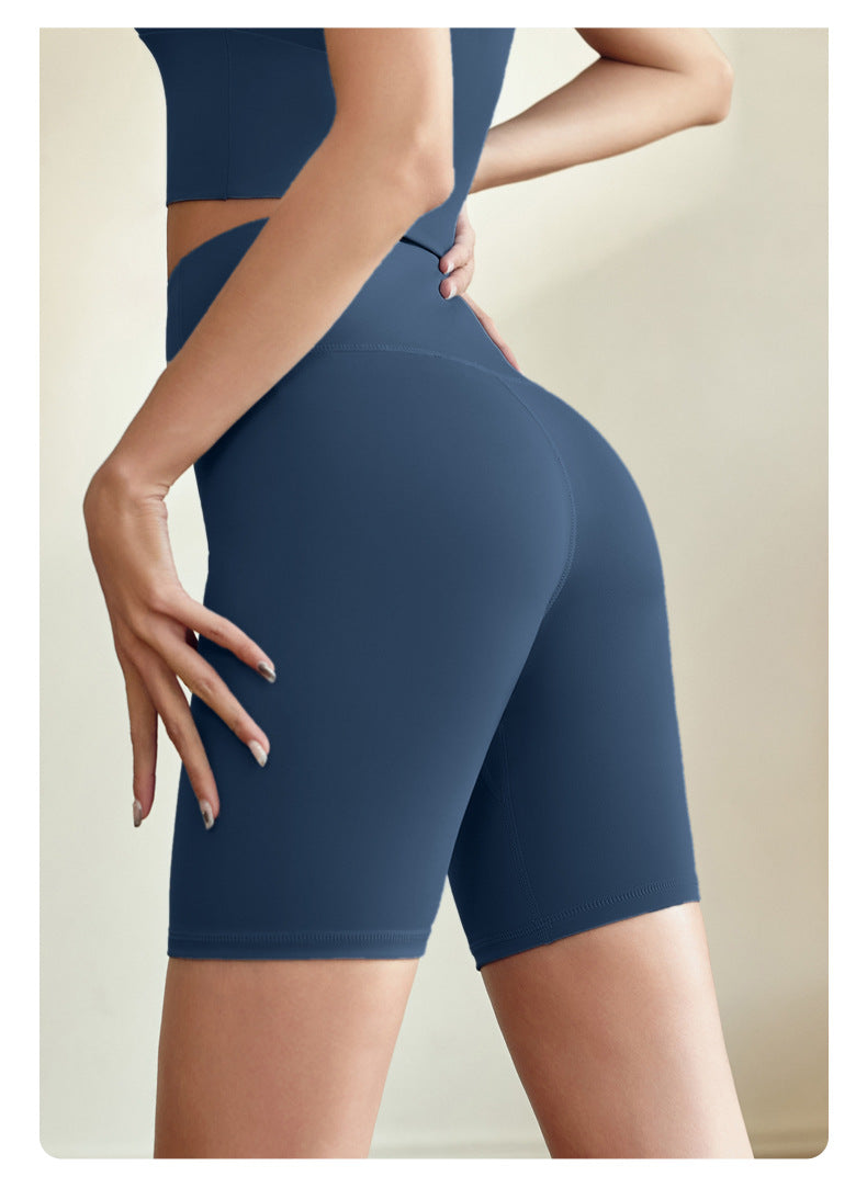 LU Women's New Fashion Joker Sports Fitness Shorts Peach Hip Cropped Pants Women Hip High Waist Elastic Tights Yoga.