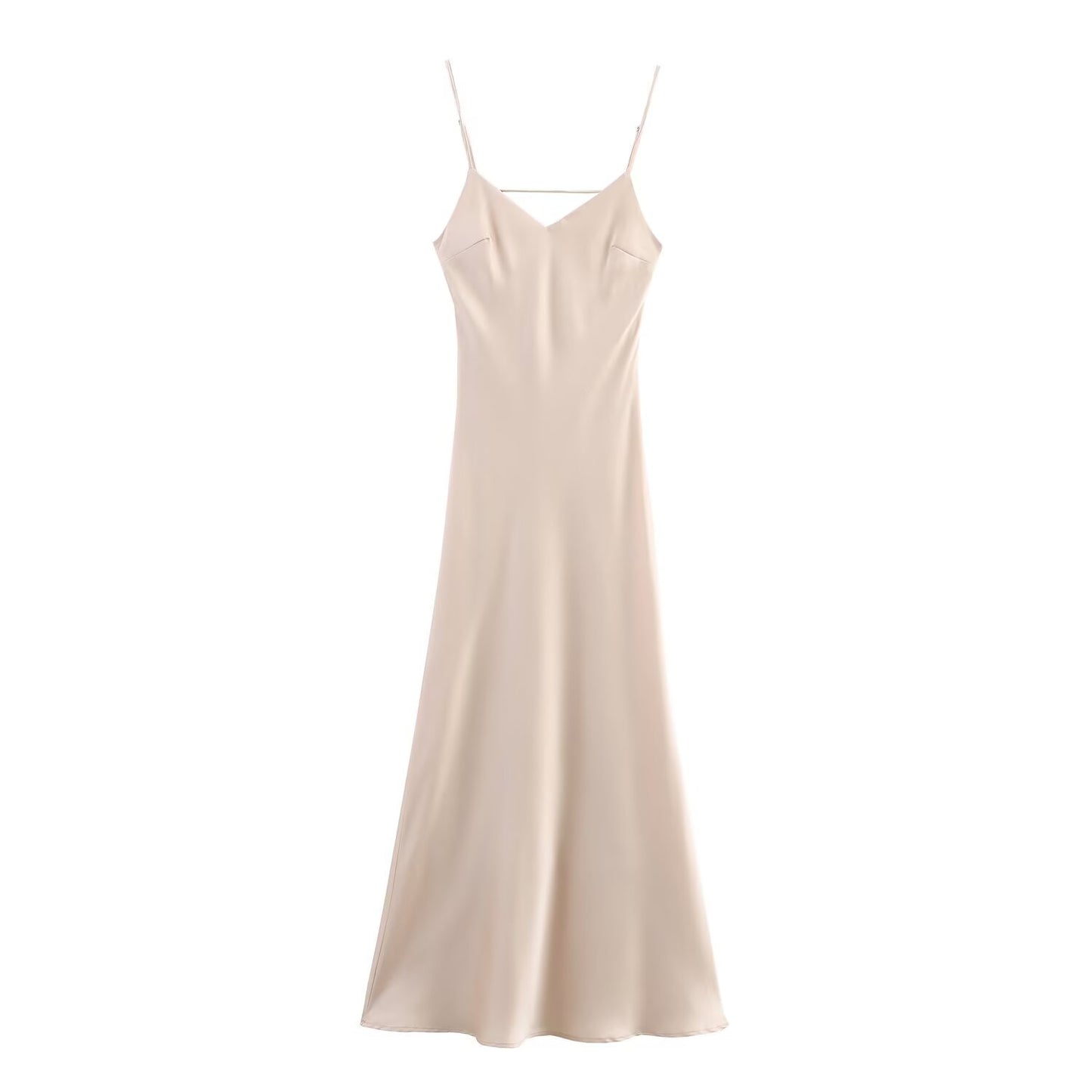 Women's summer chic Fashion multi colored satin texture suspender MIDI dress