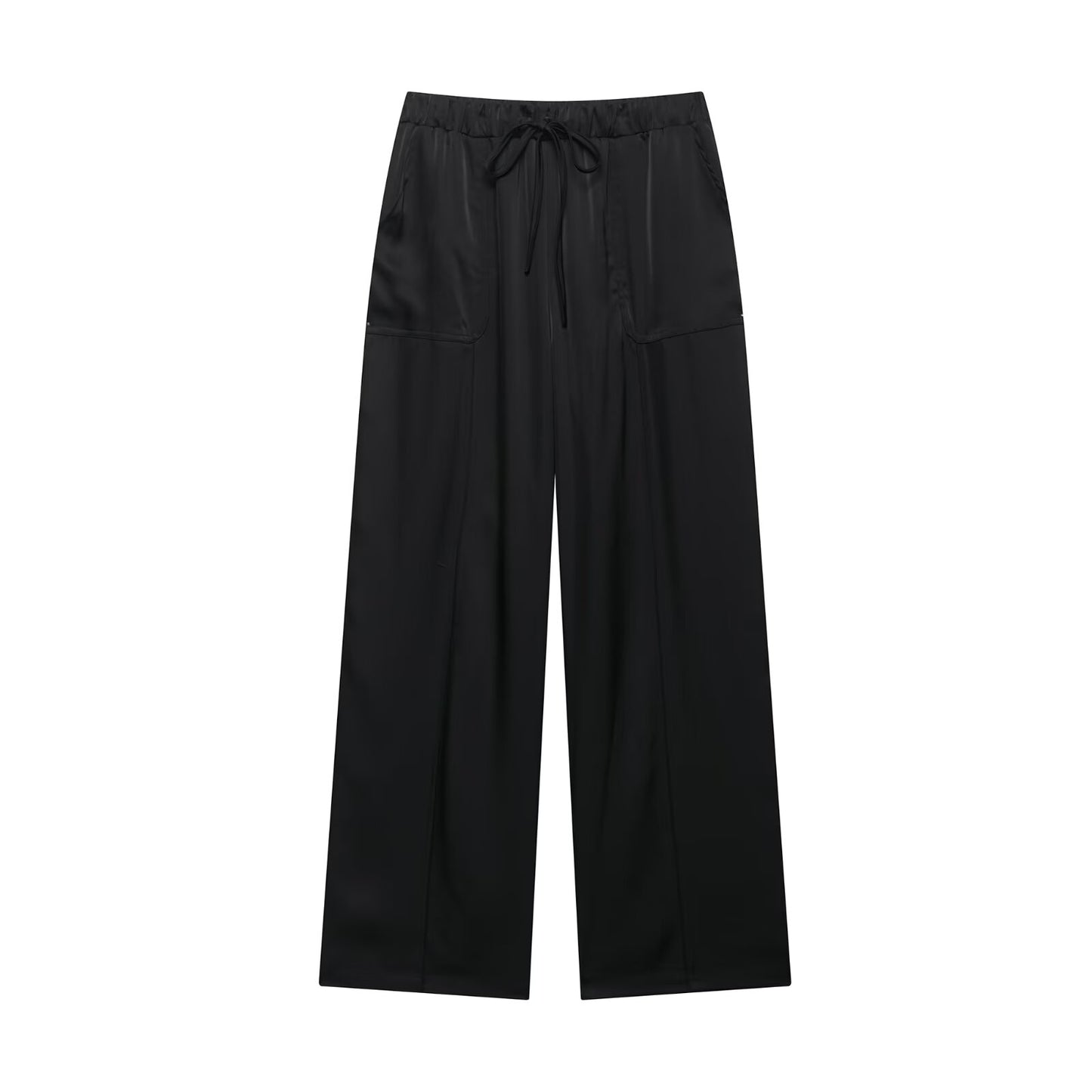 Women's new fashion loose elastic waist drawstring casual wide leg pants