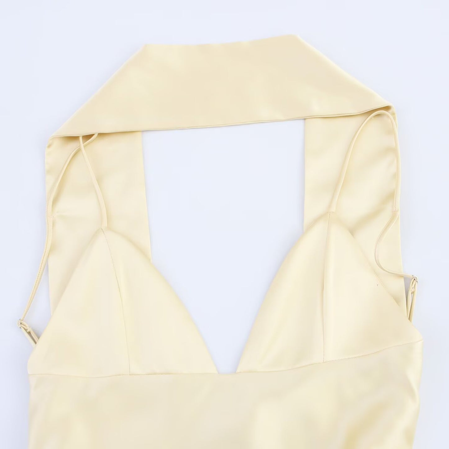 Women's Summer Fashion Scarf Decoration Satin Texture suspender Midi Dress