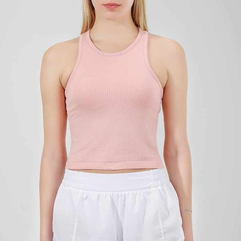 LU Women's New Fashion Yoga Ebb Vest Nude Tight with Chest Pad Fitness Bra I-word Beautiful Bad Luck. Moving Underwear