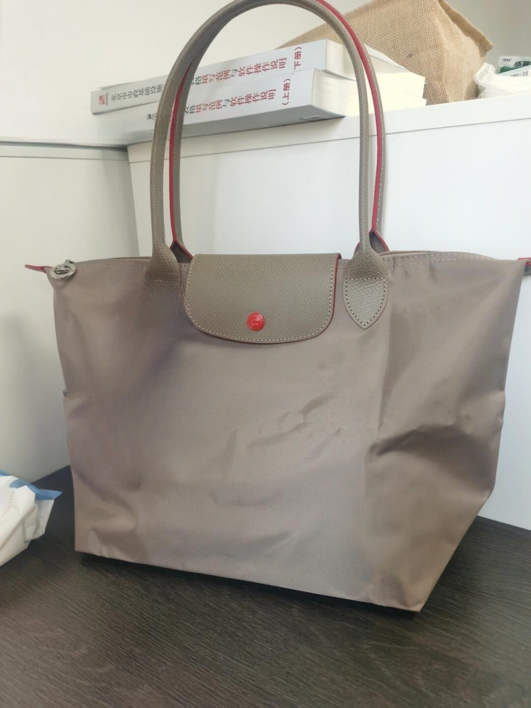 Women's New Joker Nylon Jiaozi Handbag Embroidered Large Tote Waterproof Folding Shoulder Bag.