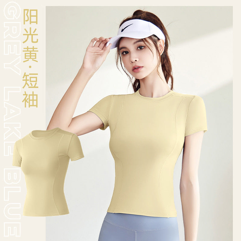 LU Women's new thin sports tight yoga clothes short sleeve top running fitness T-shirt