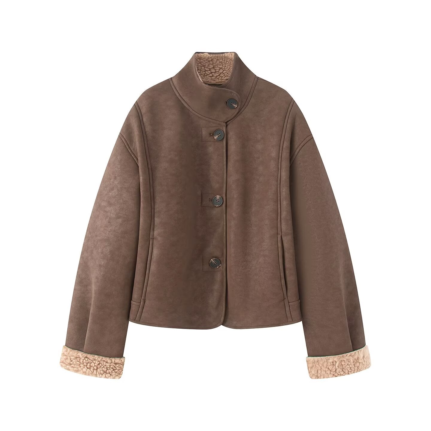 Women's new faux leather double-sided jacket Coat