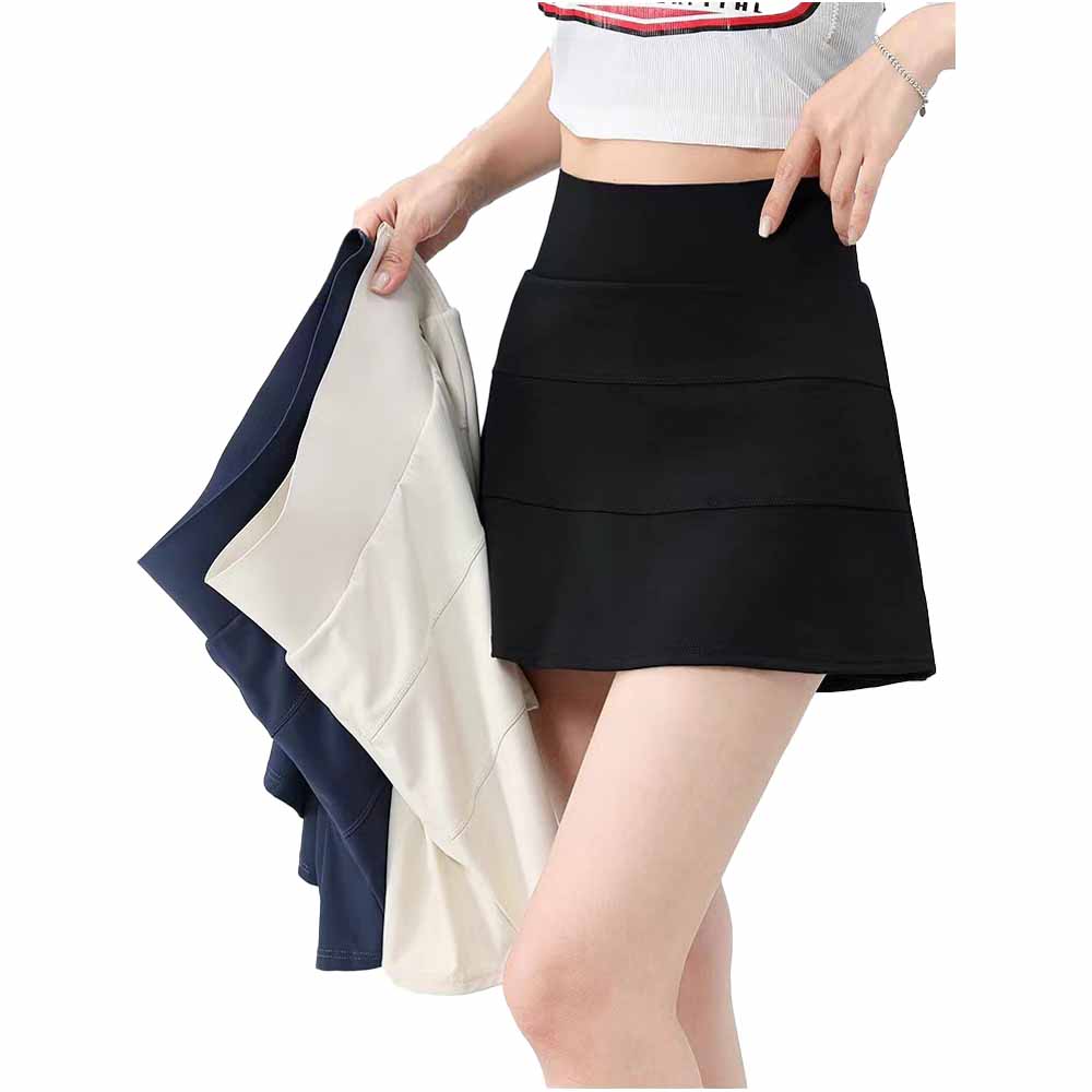 LU Women's one-piece skirt pants anti-exposure plus size, high waist, slim and slim, wearing a running fitness Joker bottoming skirt.