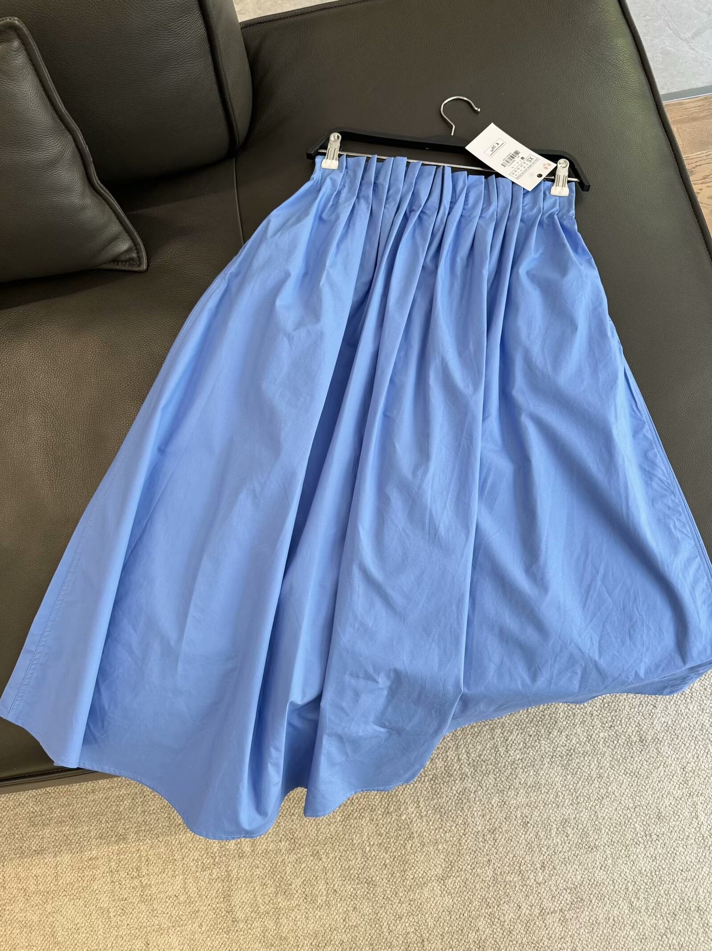 Women's 2025 chic fashion Poplin midi skirt retro high elastic waist skirt