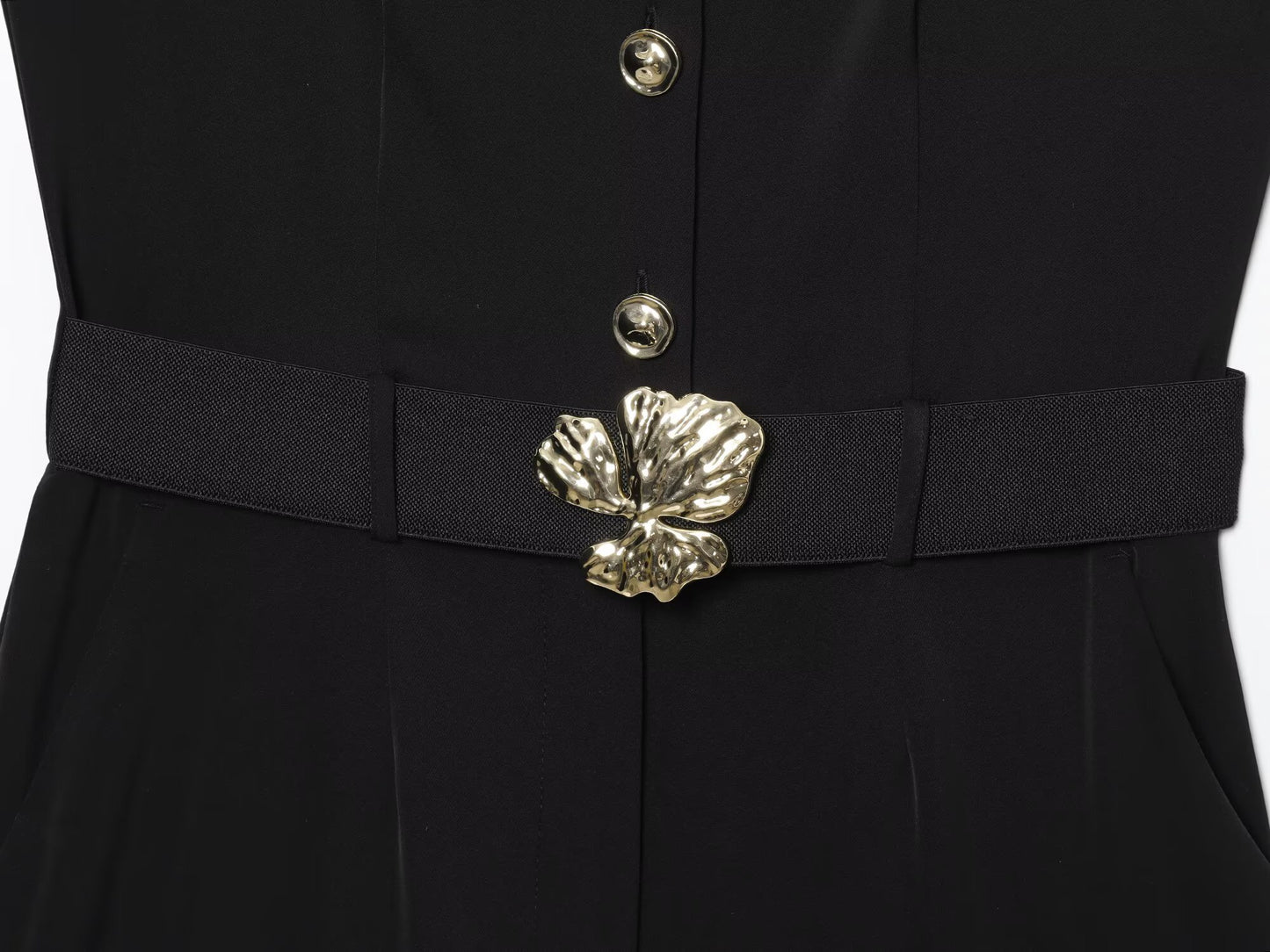 Ladies' new Fashion With belt casual single breasted button up short jumpsuit