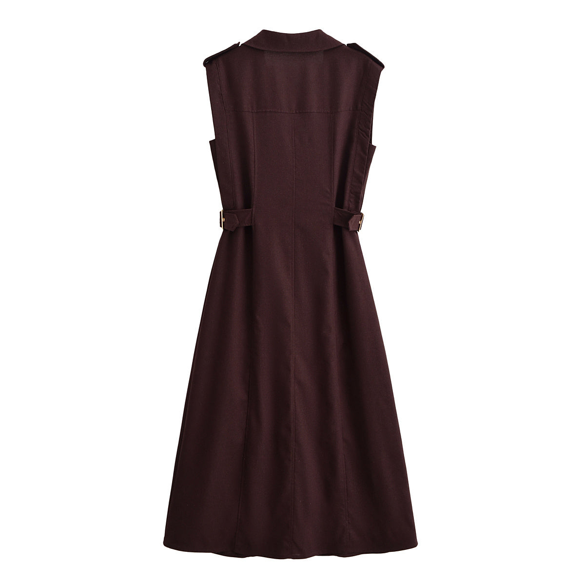 Women's new fashion Casual Linen Blended Shirt Style Midi Dress Retro Sleeveless Women's Dress
