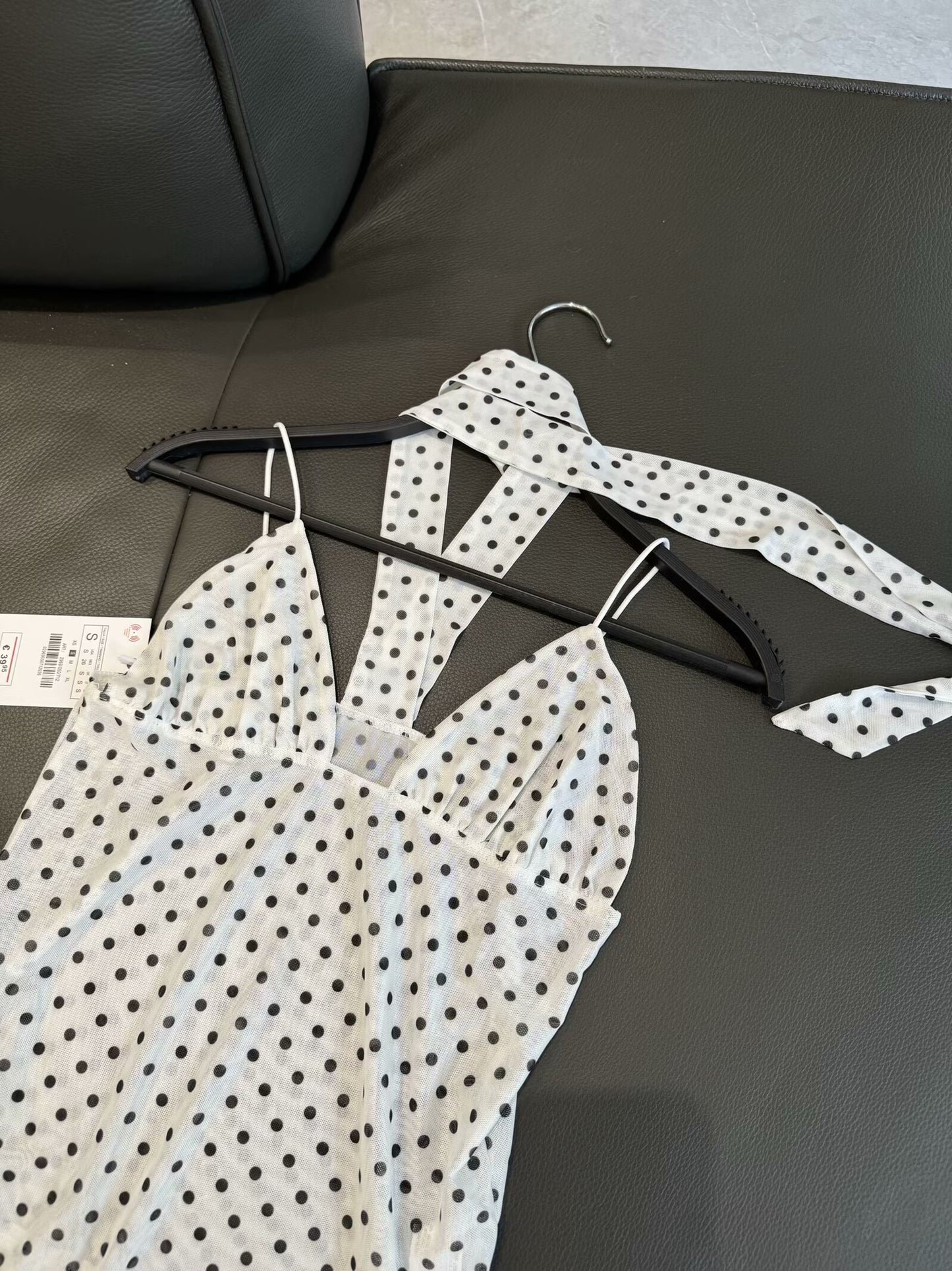 Women's new fashion scarf decoration polka dot print suspender top