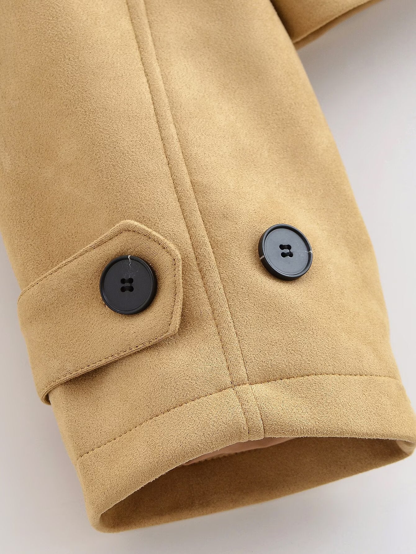 Women's new fashion lapel short double breasted Windbreaker coat