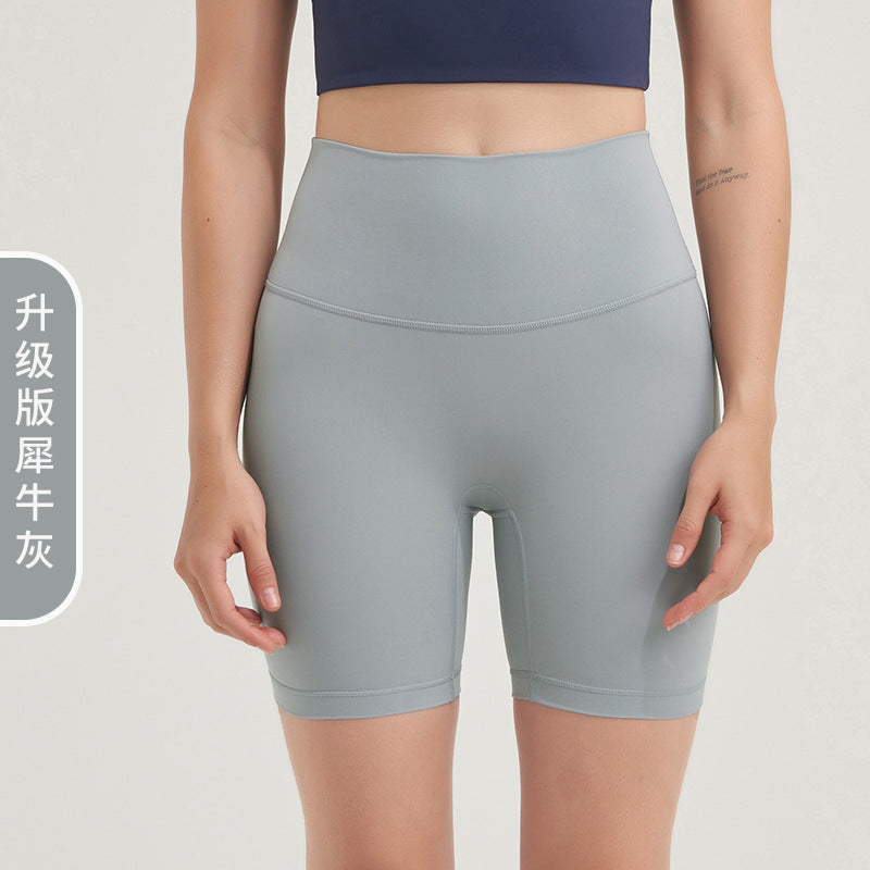 LU women's new nude new double-sided grinding pants yoga pants high waist hip peach shorts fitness pants