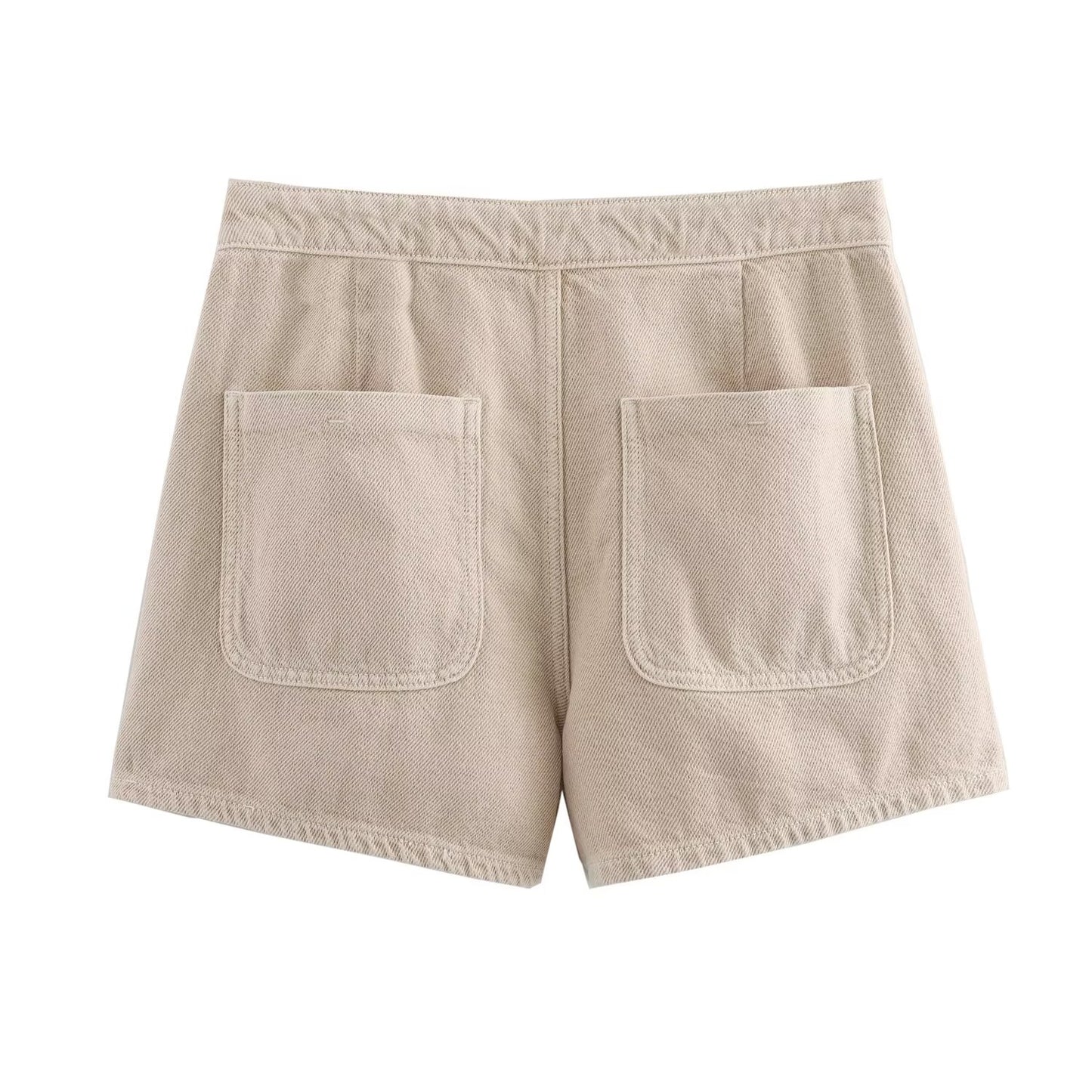 Ladies' new fashion asymmetrical design slim single breasted denim shorts Skirts