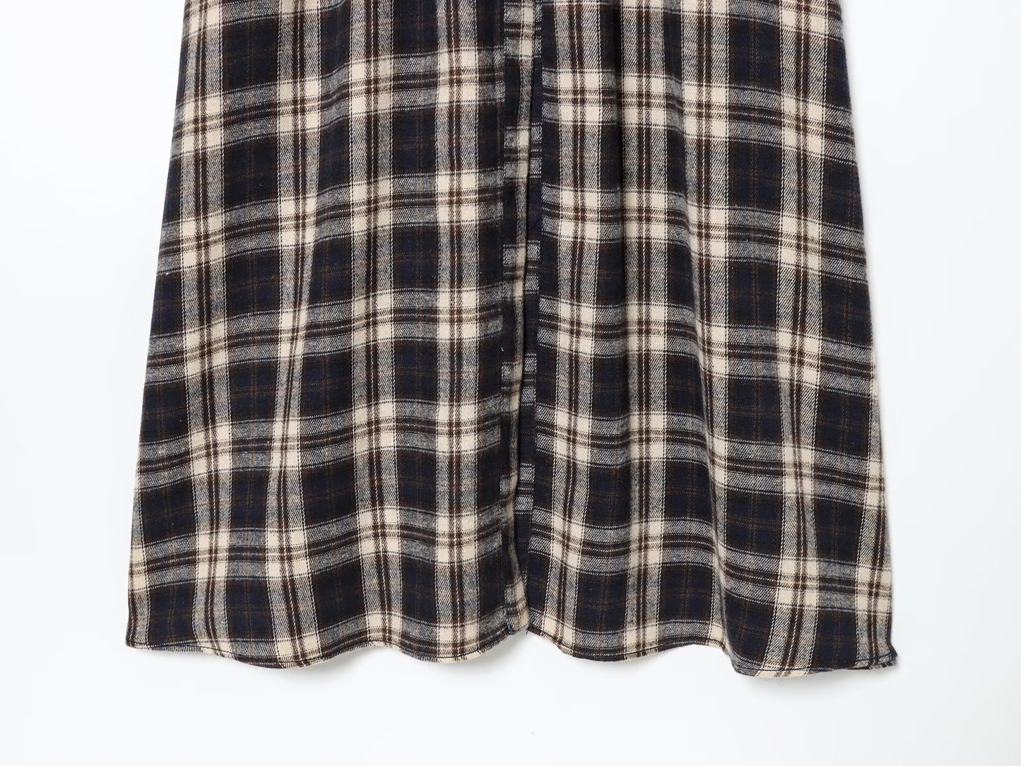 Women's casual shirt style pleated checkered MIDI dress