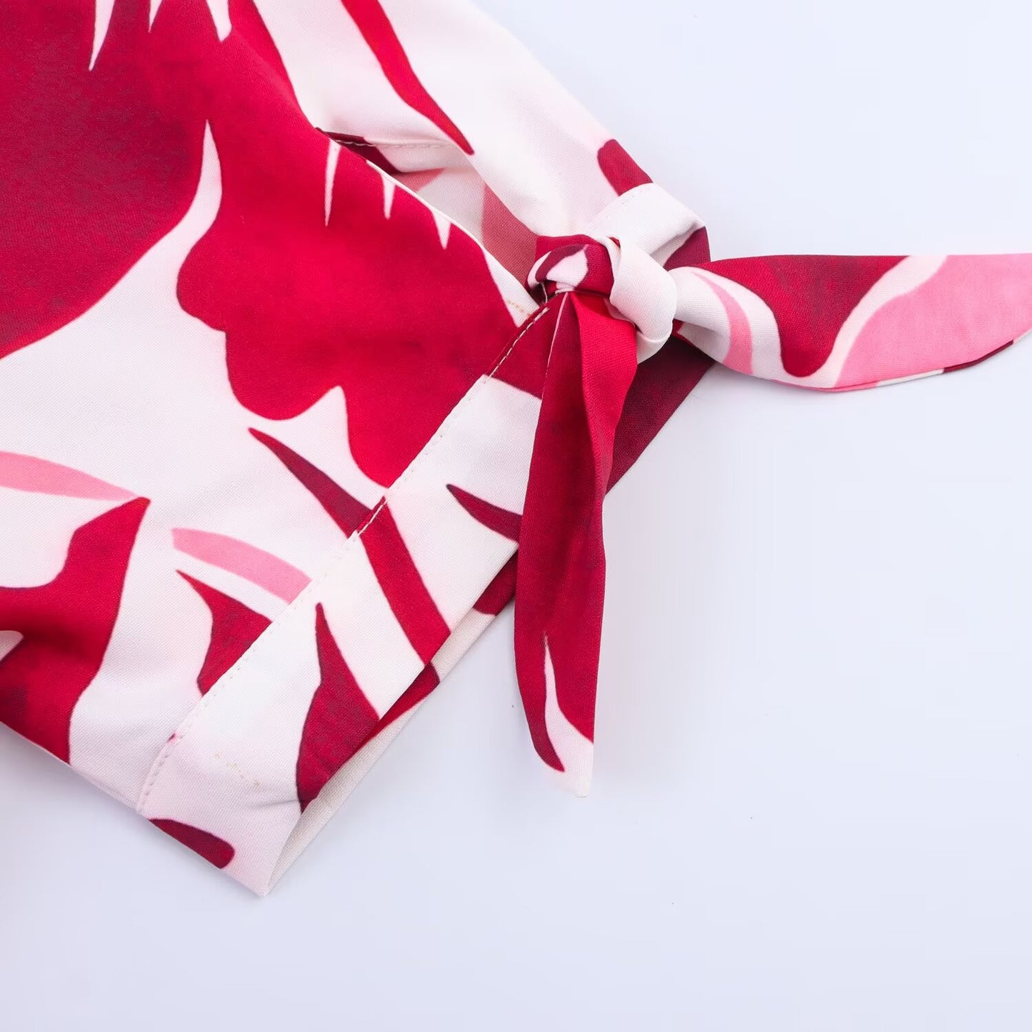 Women's New Fashion With Belt Printed Poplin Midi Dress