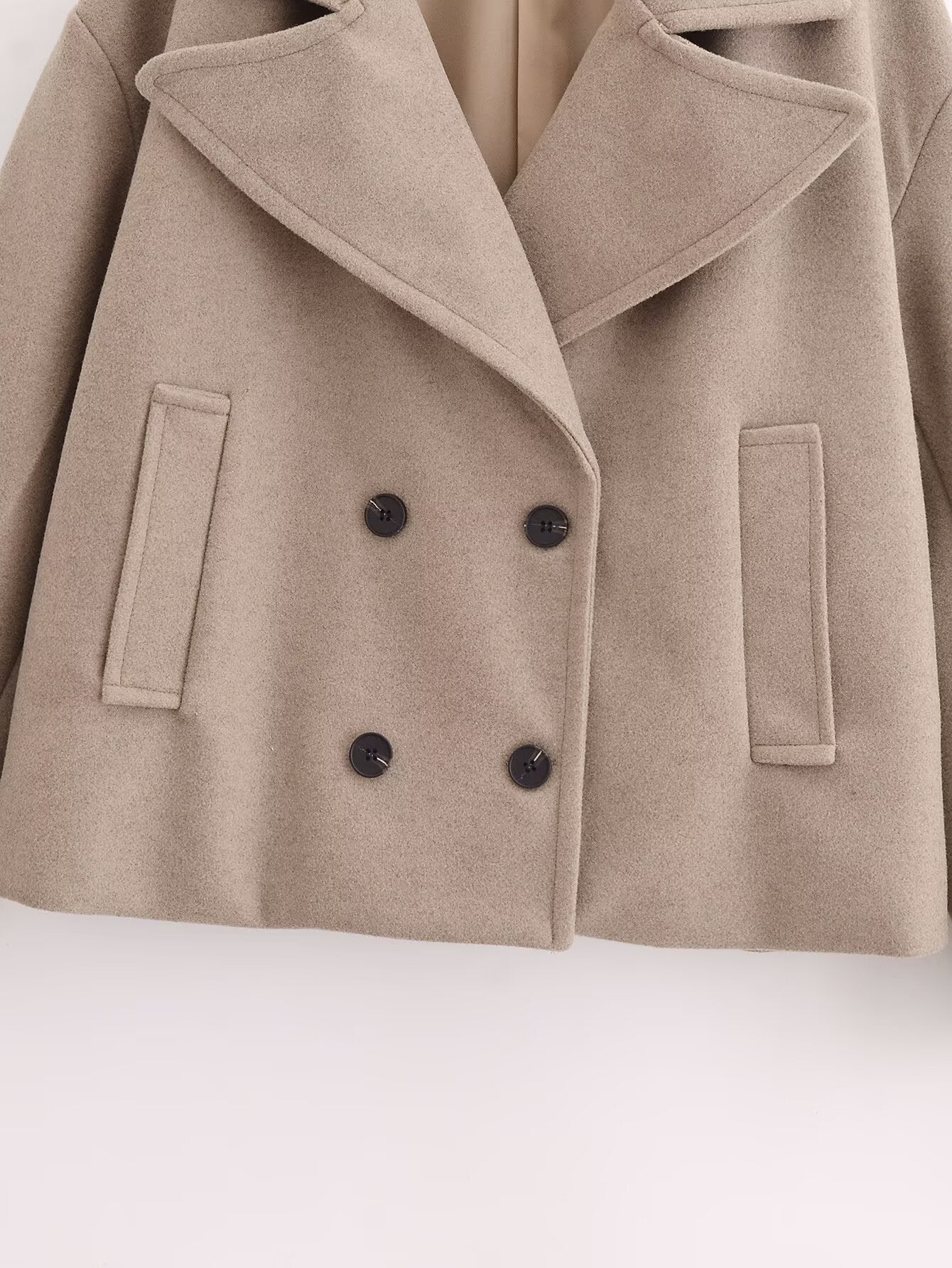 Women's new warm short Double breasted woolen coat