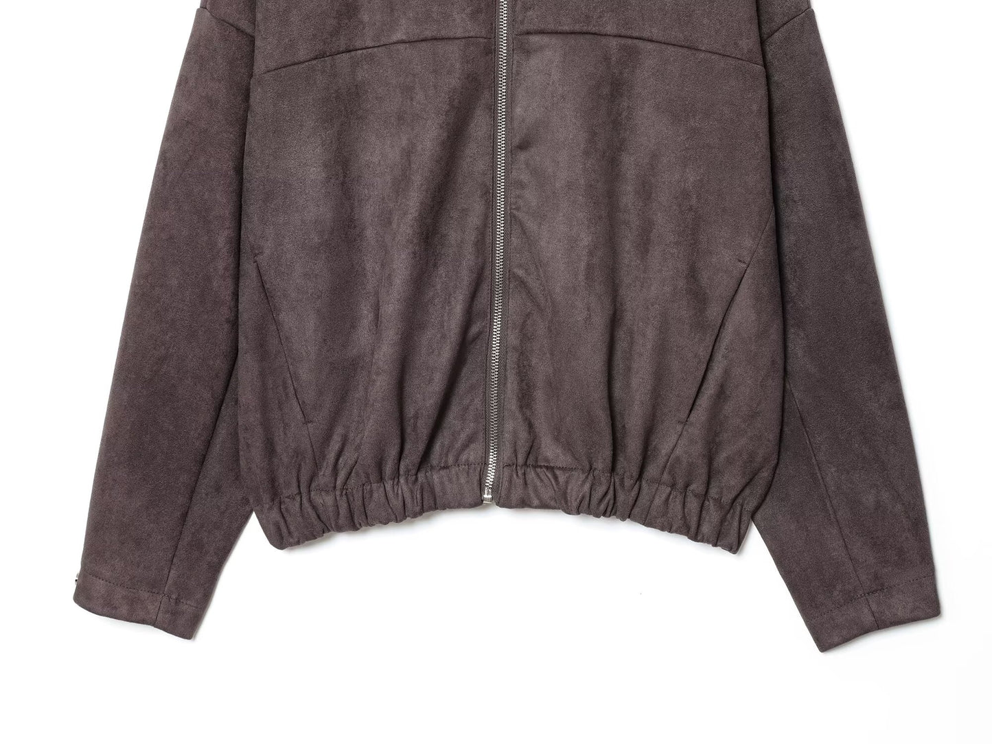 Women's new fashion anti suede effect O-Neck zipper jacket Coat