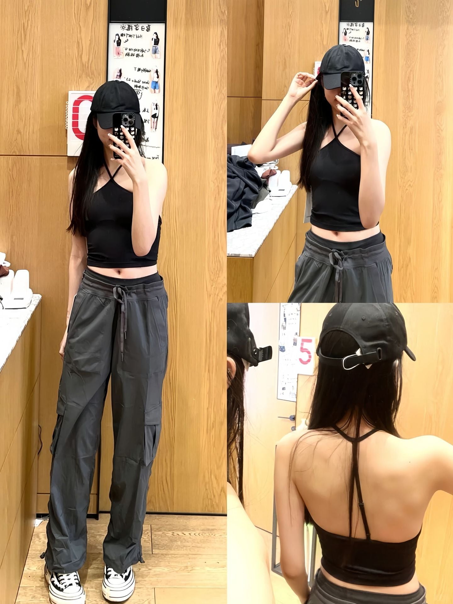 LU Women's New Fashion Joker Loose Waist Sports Casual Overalls Straight Women's Trousers