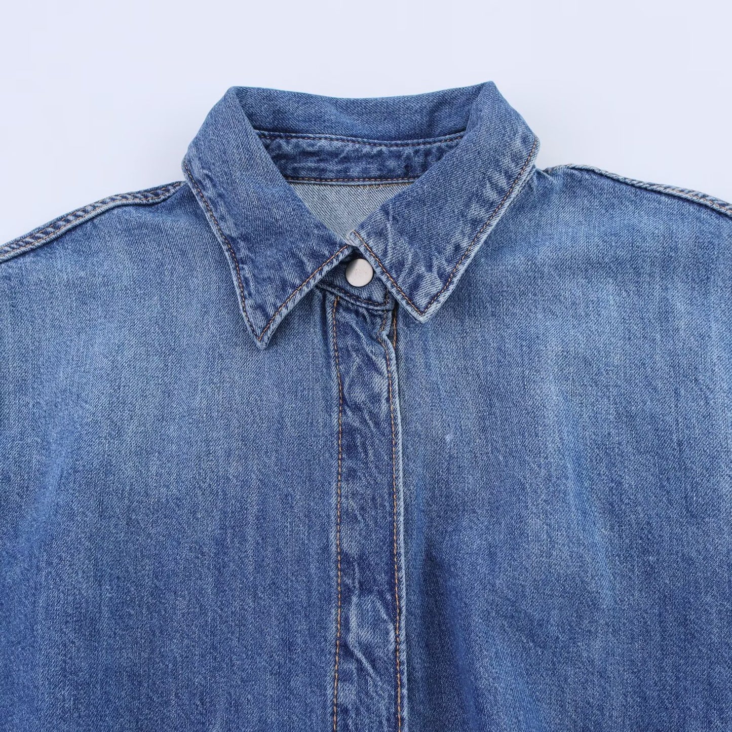 Women's' New Fashion with Belt casual single breasted denim short jumpsuit