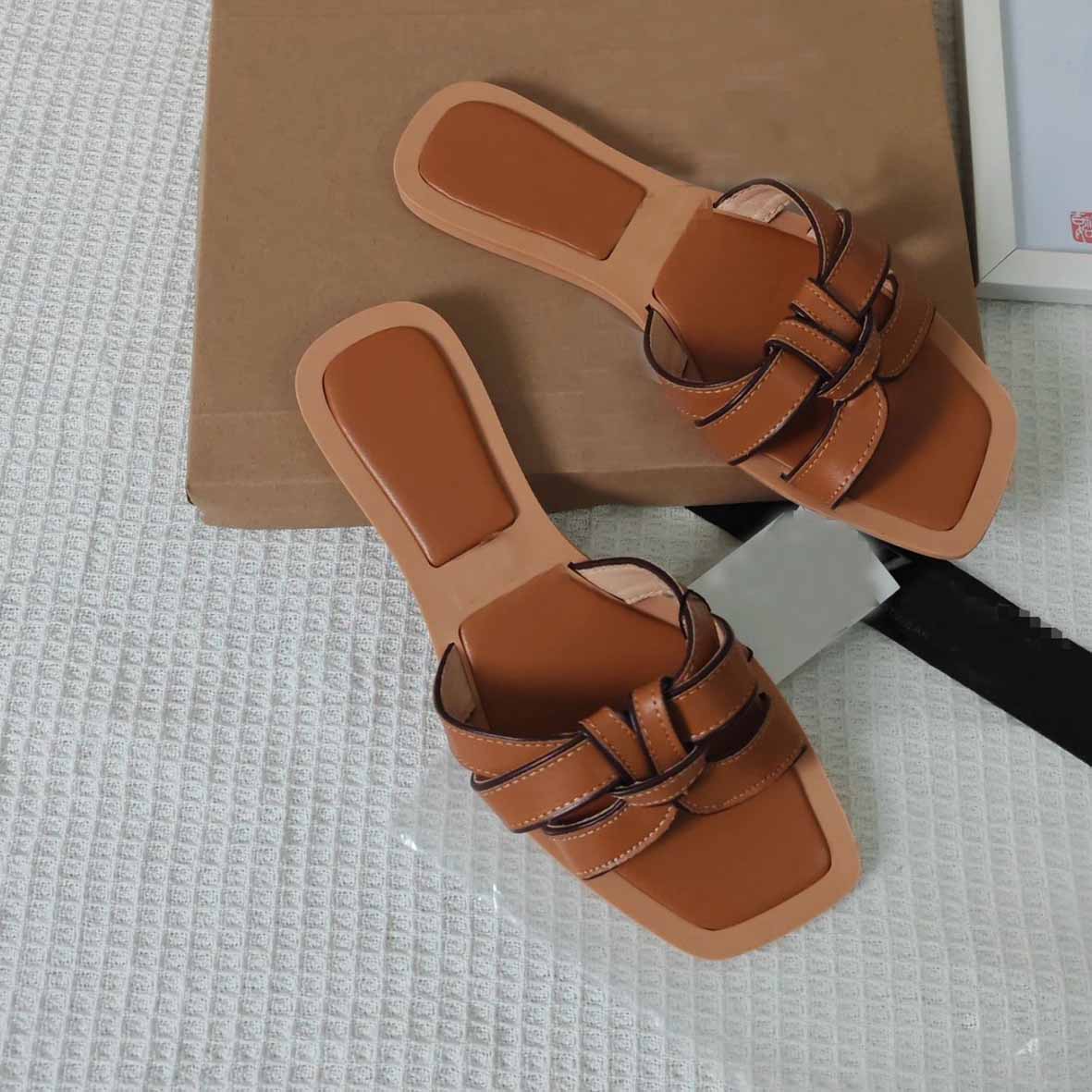 Women's New Fashion Casual Joker Woven Flat-bottomed Women's Slippers and Shoes