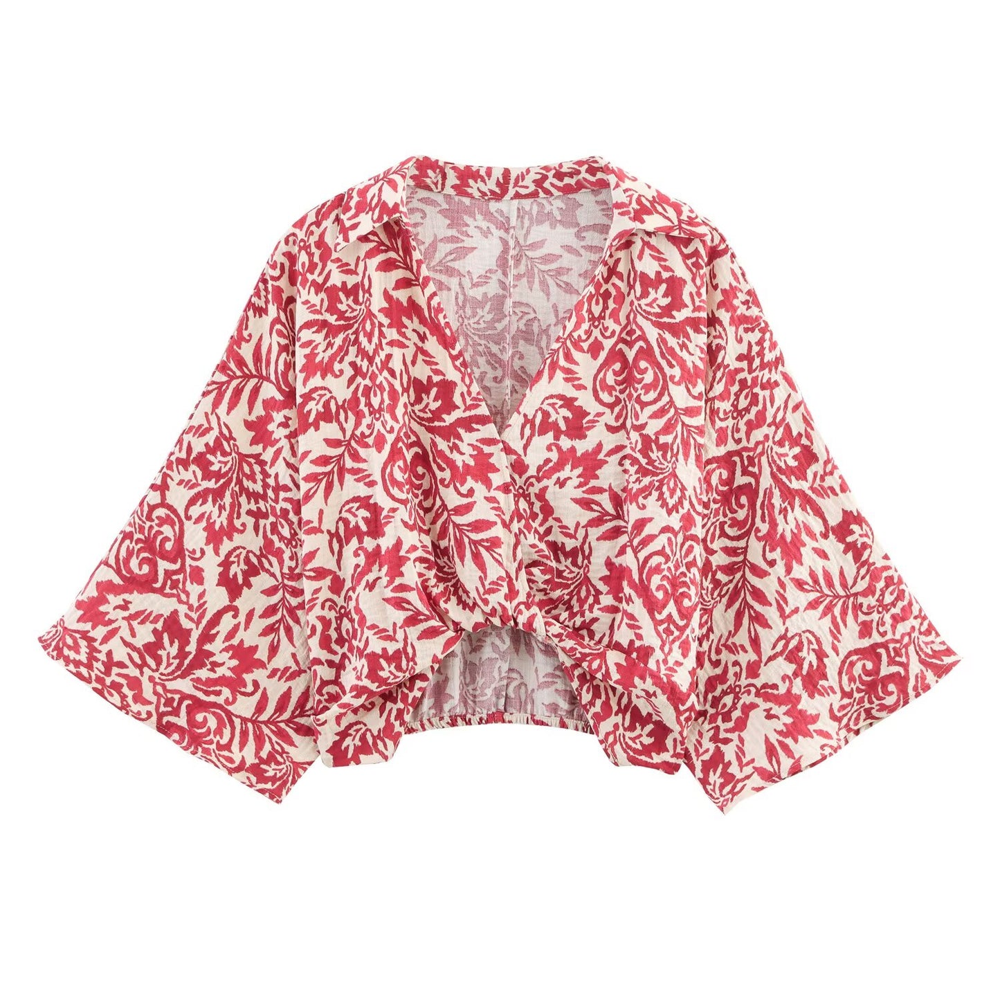 Women's' new fashion vacation style short V-neck printed top+Pants Women's suit