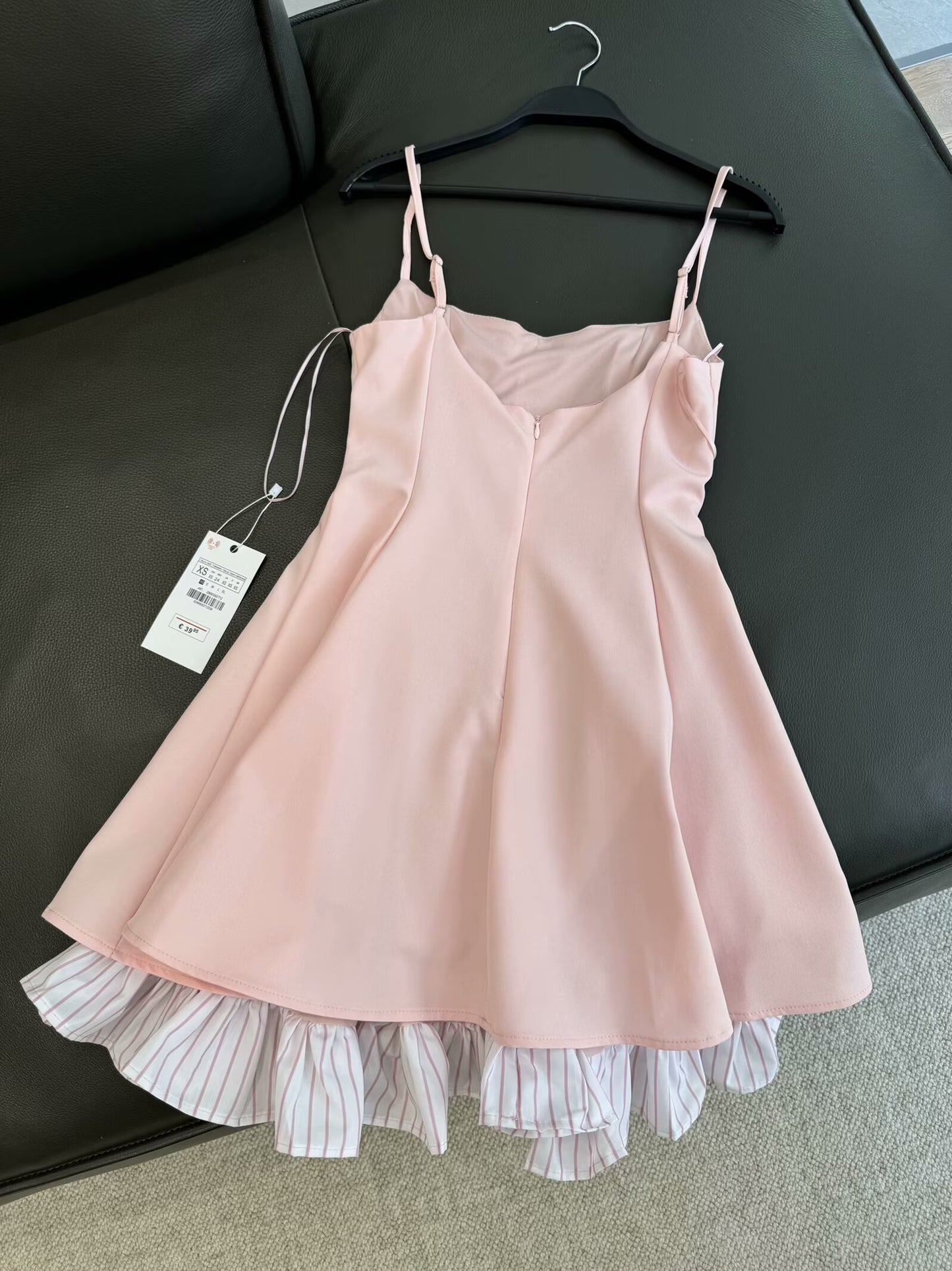 Women's Summer new Fashion slim patchwork striped suspender mini dress