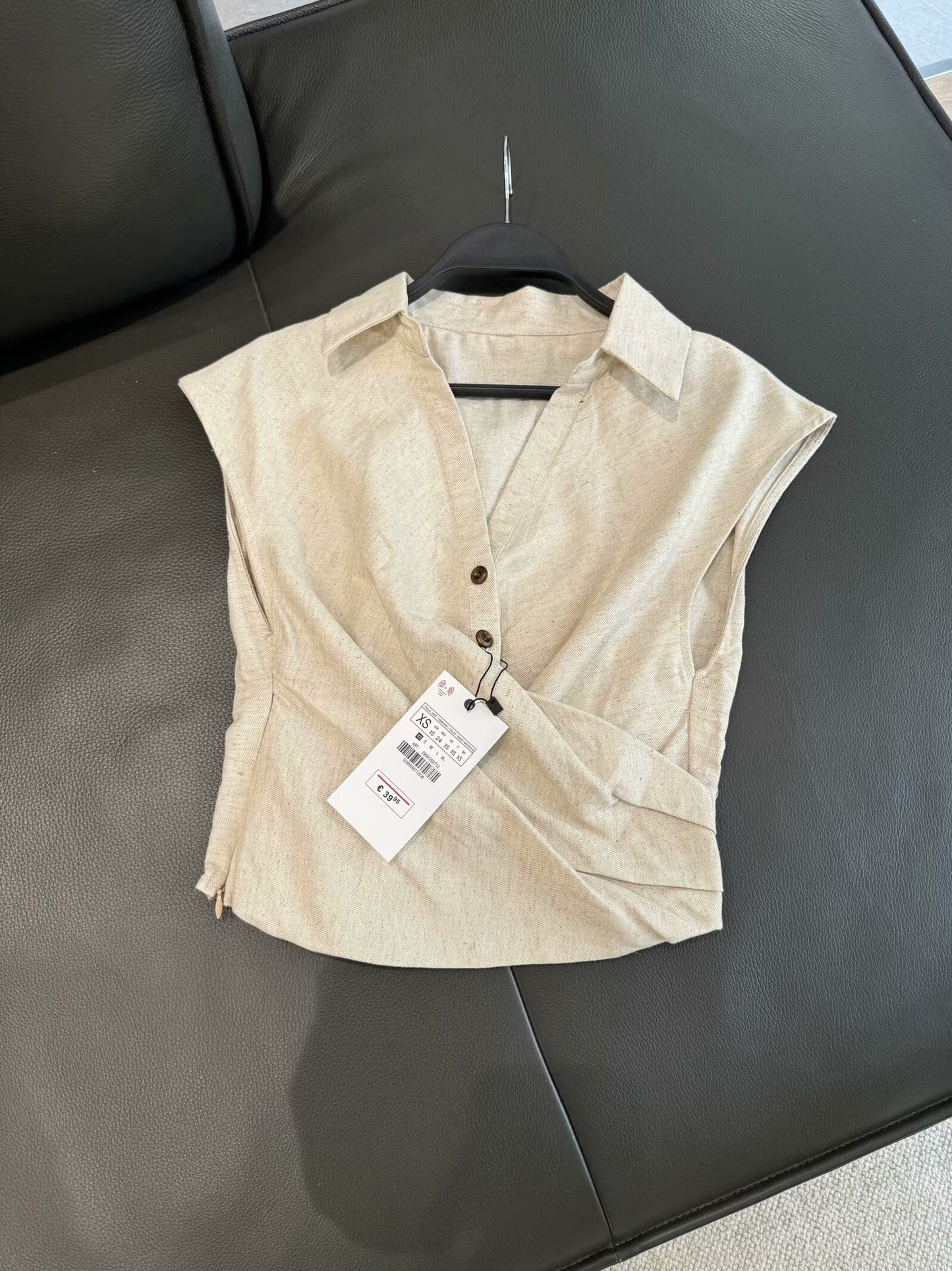 Ladies' new fashion slim short pleated linen blend top+Skirts Women's suit