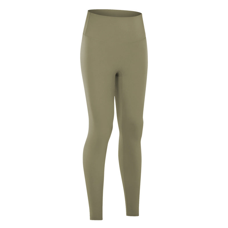 Yoga Women's New High-waist Hip-lifting Yoga Pants with No Embarrassing Lines, Nine-point Nude Yoga Pants for Women's Elastic Fitness Exercise.