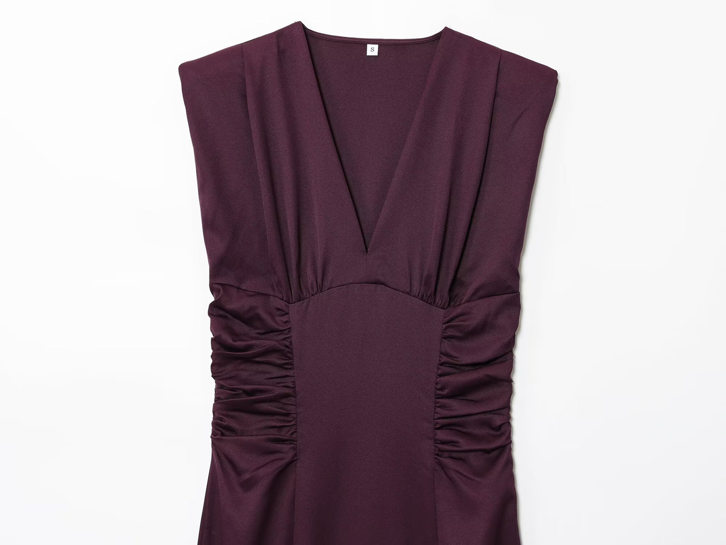 Women's summer fashion sleeveless draped V-neck MIDI dress