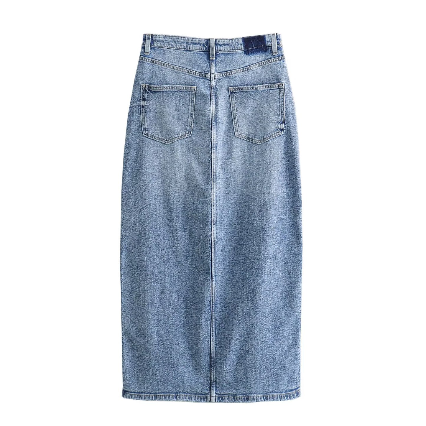 Women's new fashion Split design casual side pocket high waisted denim Midi skirt