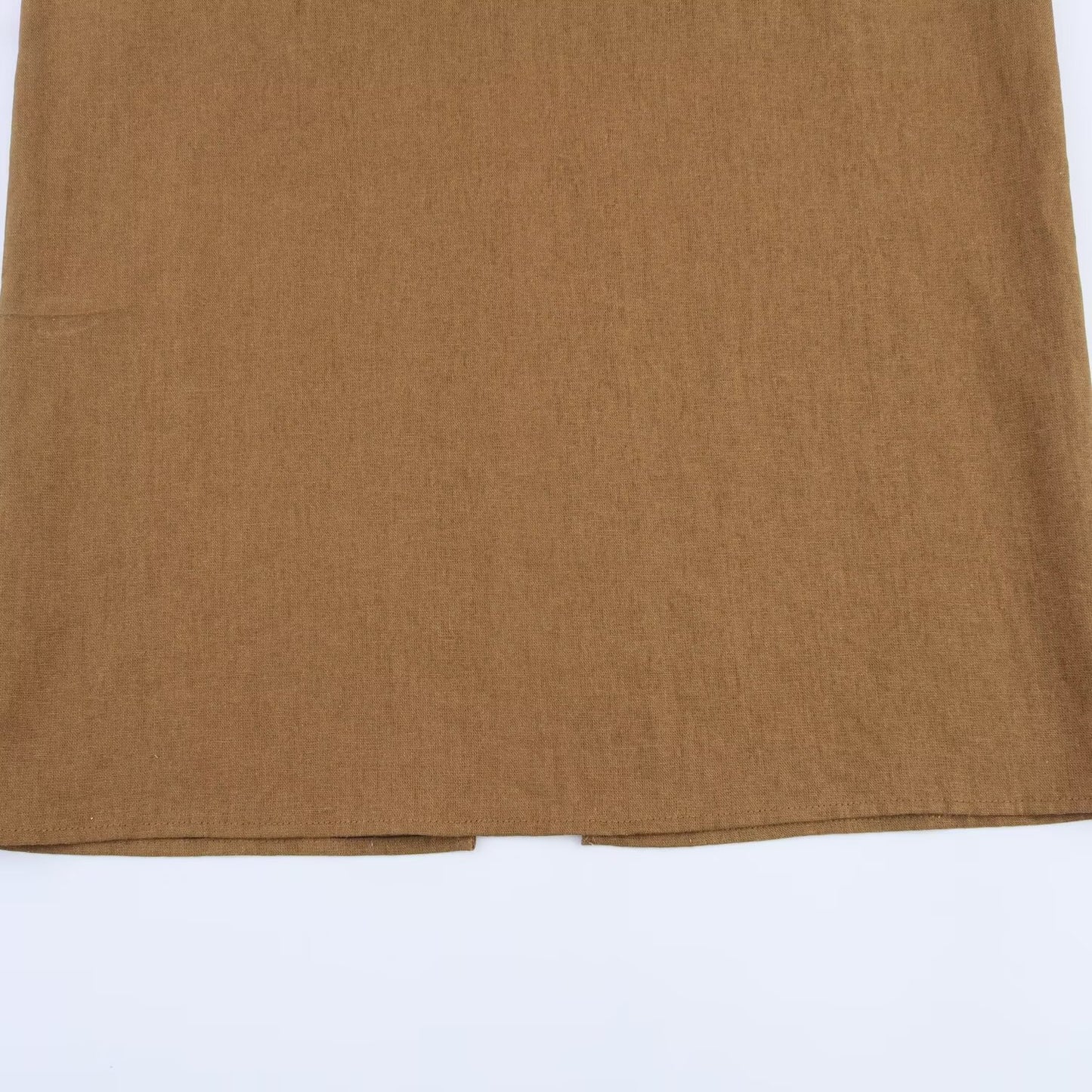 Women's' New Fashion Split design slim linen blend hanging neck MIDI dress