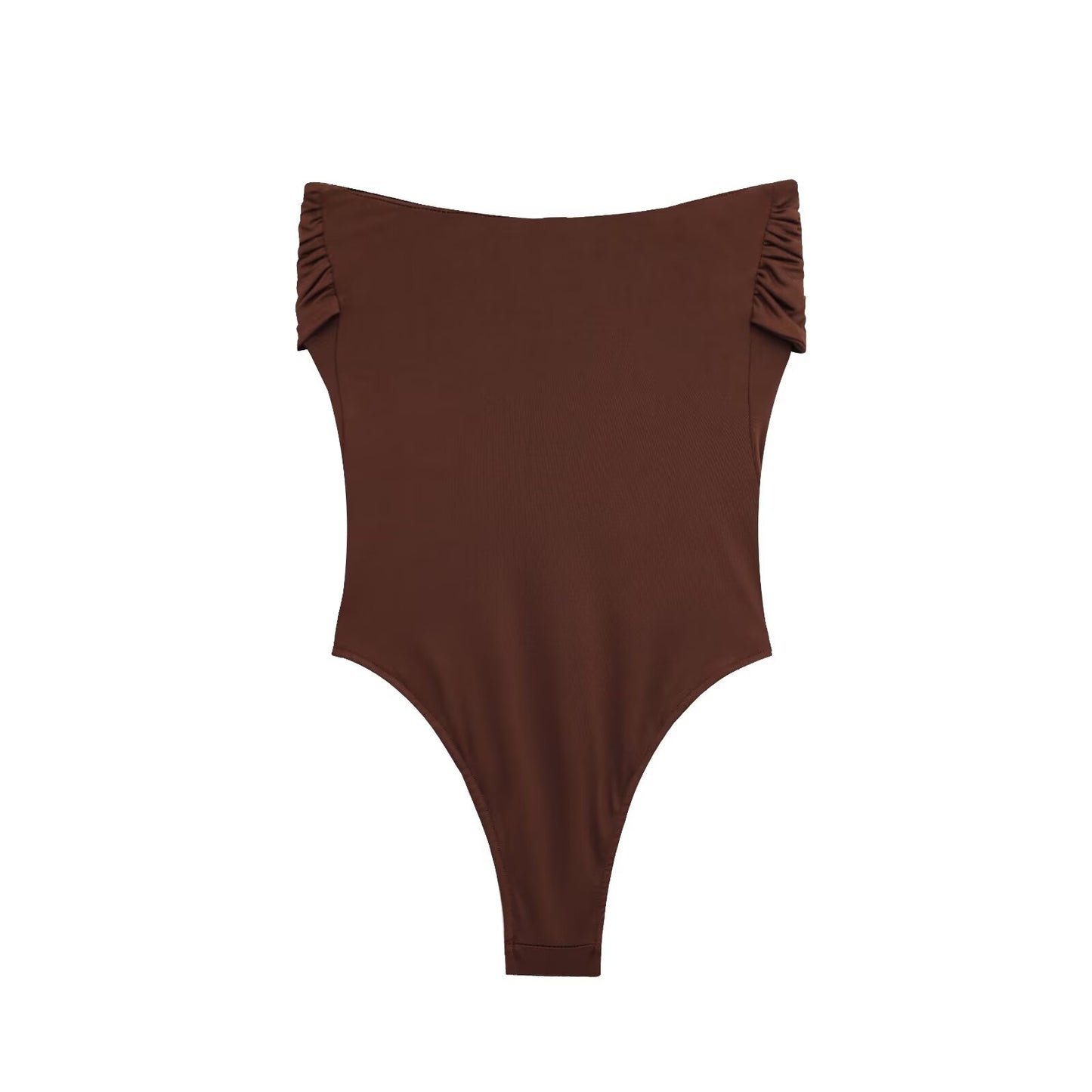 Ladies' new fashion pleated decoration tight strapless swimsuit retro sleeveless backless women's swimsuit