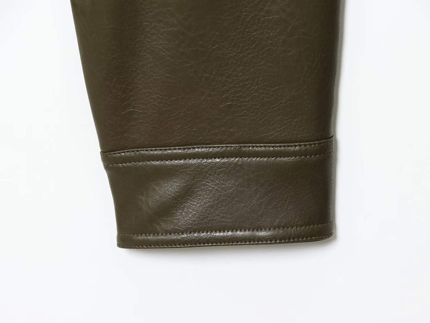 Women's new fashion faux leather effect short stand collar jacket Coat