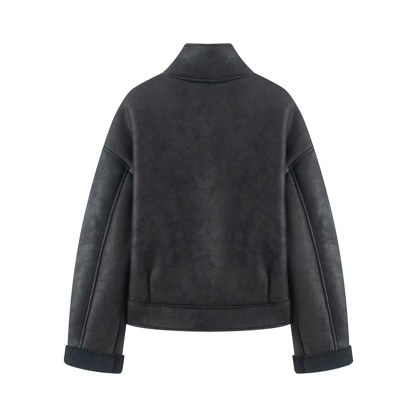 Women's new faux leather double-sided jacket Coat