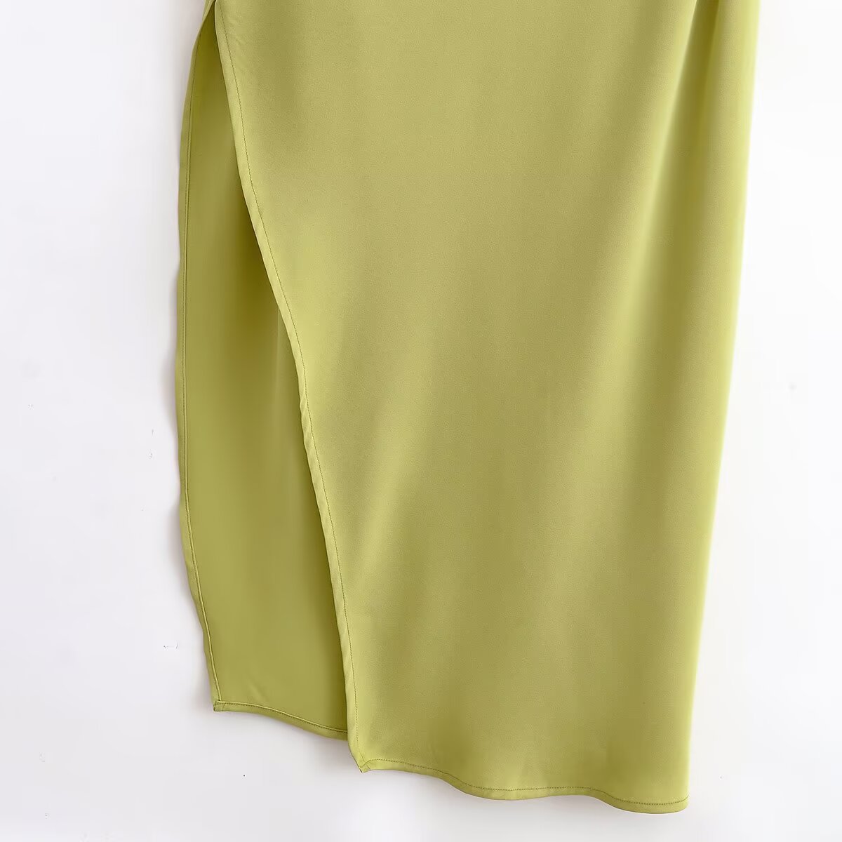 Women's New Fashion Solid Satin Texture Sleeveless draped Midi Dress