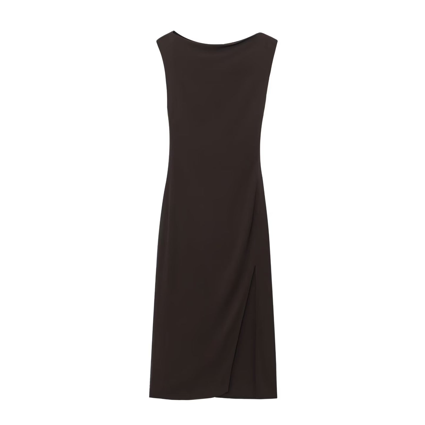 Women's summer new fashion slim boat neck sleeveless MIDI dress