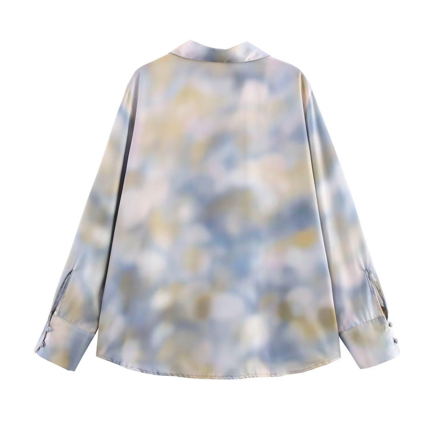 set woman 2 pieces2025 Fashion Print Blouses Vintage Female + high waist trousers Women's suit