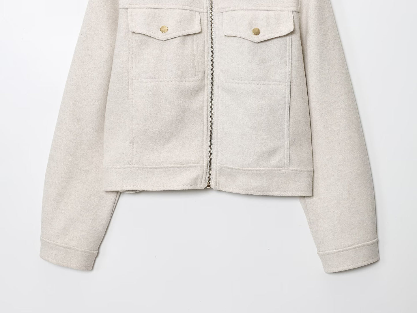 Women's new fashion long sleeved soft textured zipper jacket Coat