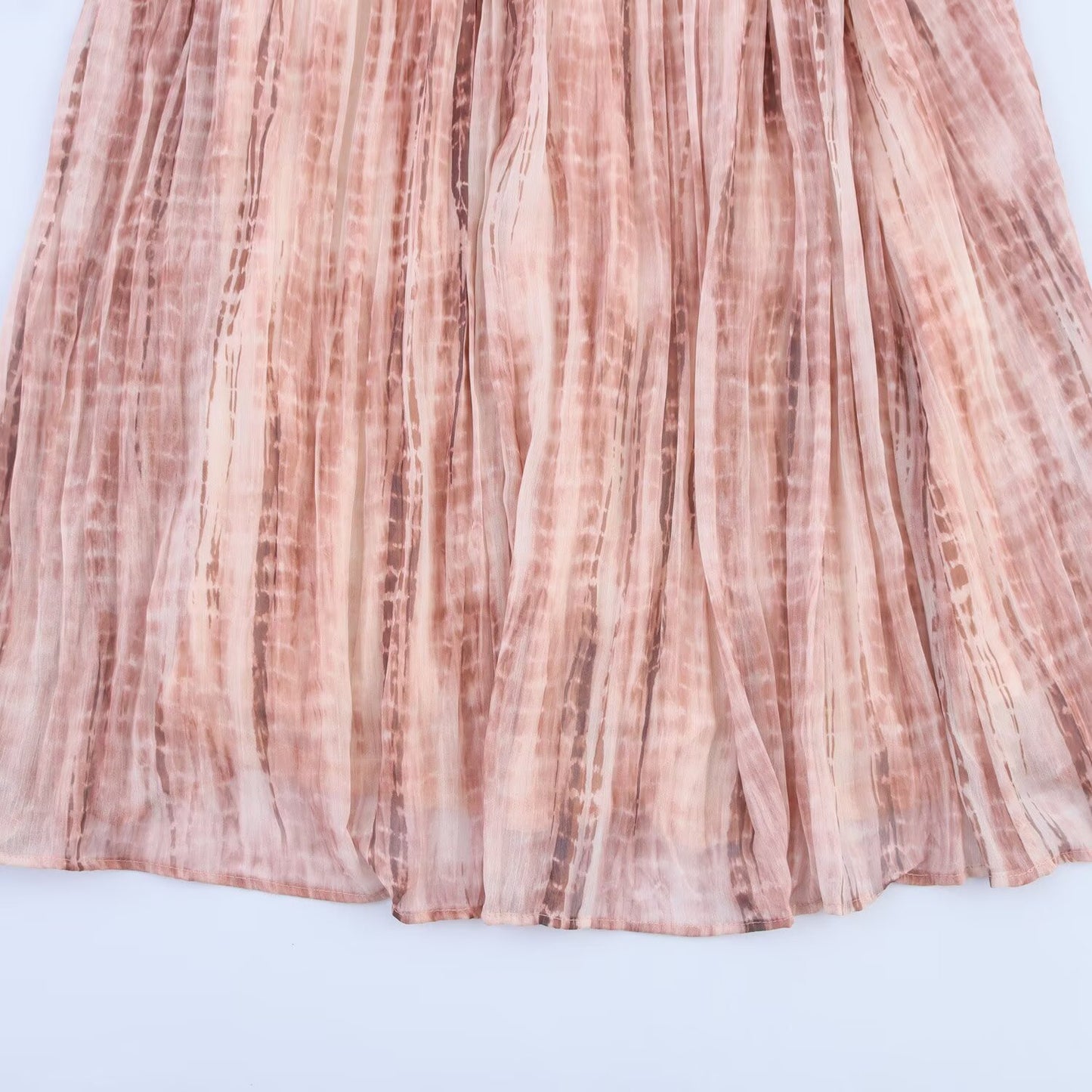 Women's' New Fashion ring decoration wide pleated tie dye suspender MIDI dress