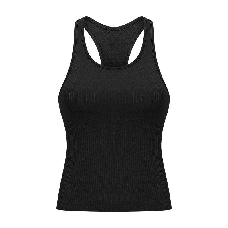 LU Women's 2025 New Joker Spring/Summer Threaded I-shaped Vest with Chest Pad Fitness Yoga Clothes Sports Vest