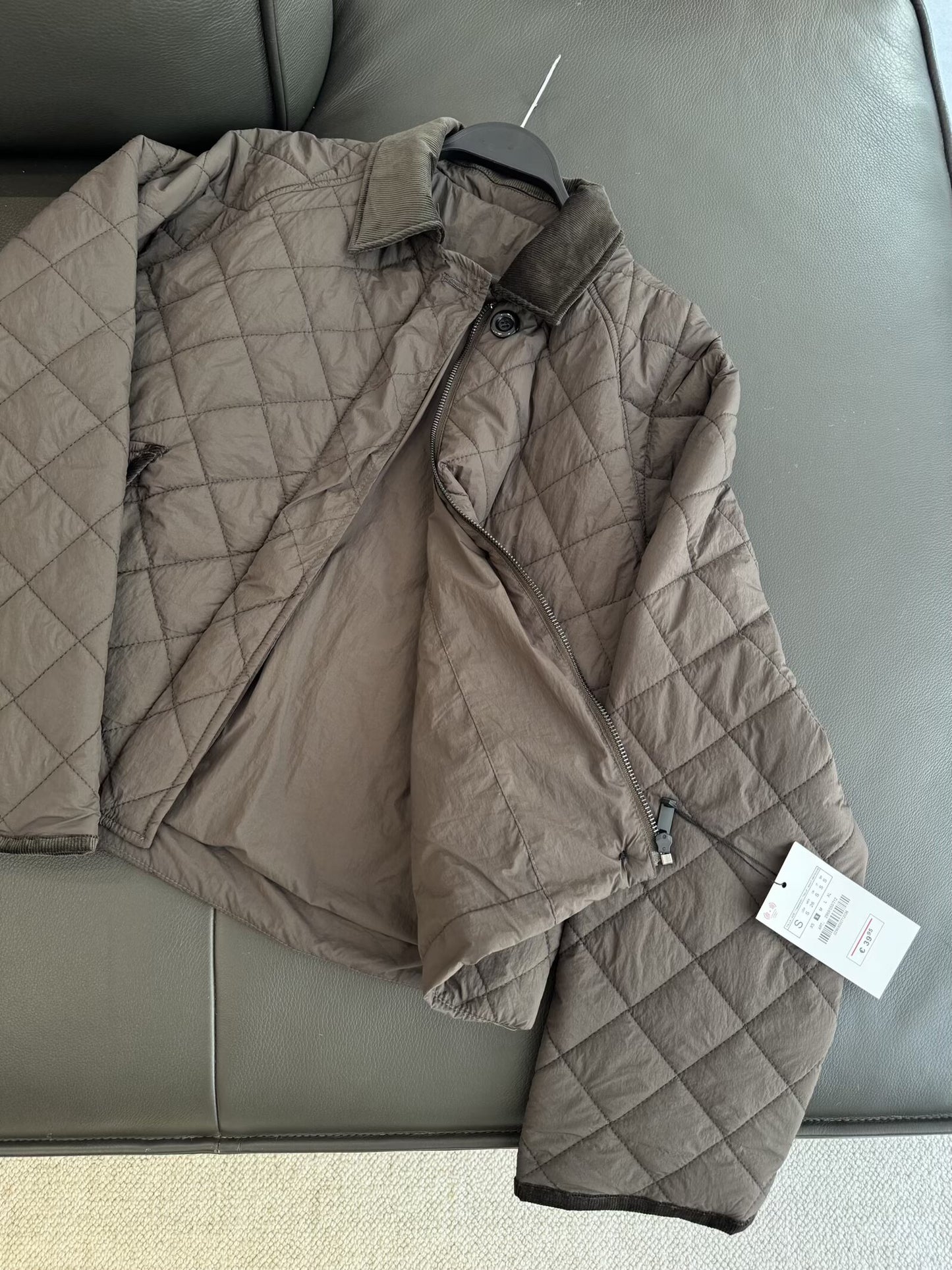 Women's winter fashion loose diamond grid corduroy lapel cotton jacket