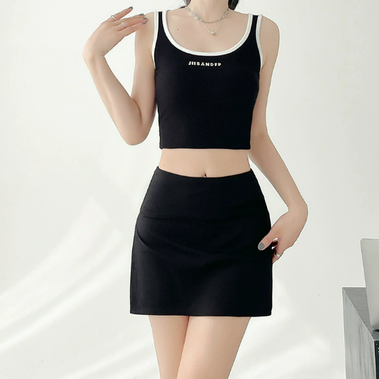 LU Women's  sports culottes women's spring and summer new high-waisted A-word slim skirt with hip and anti-exposure skirt