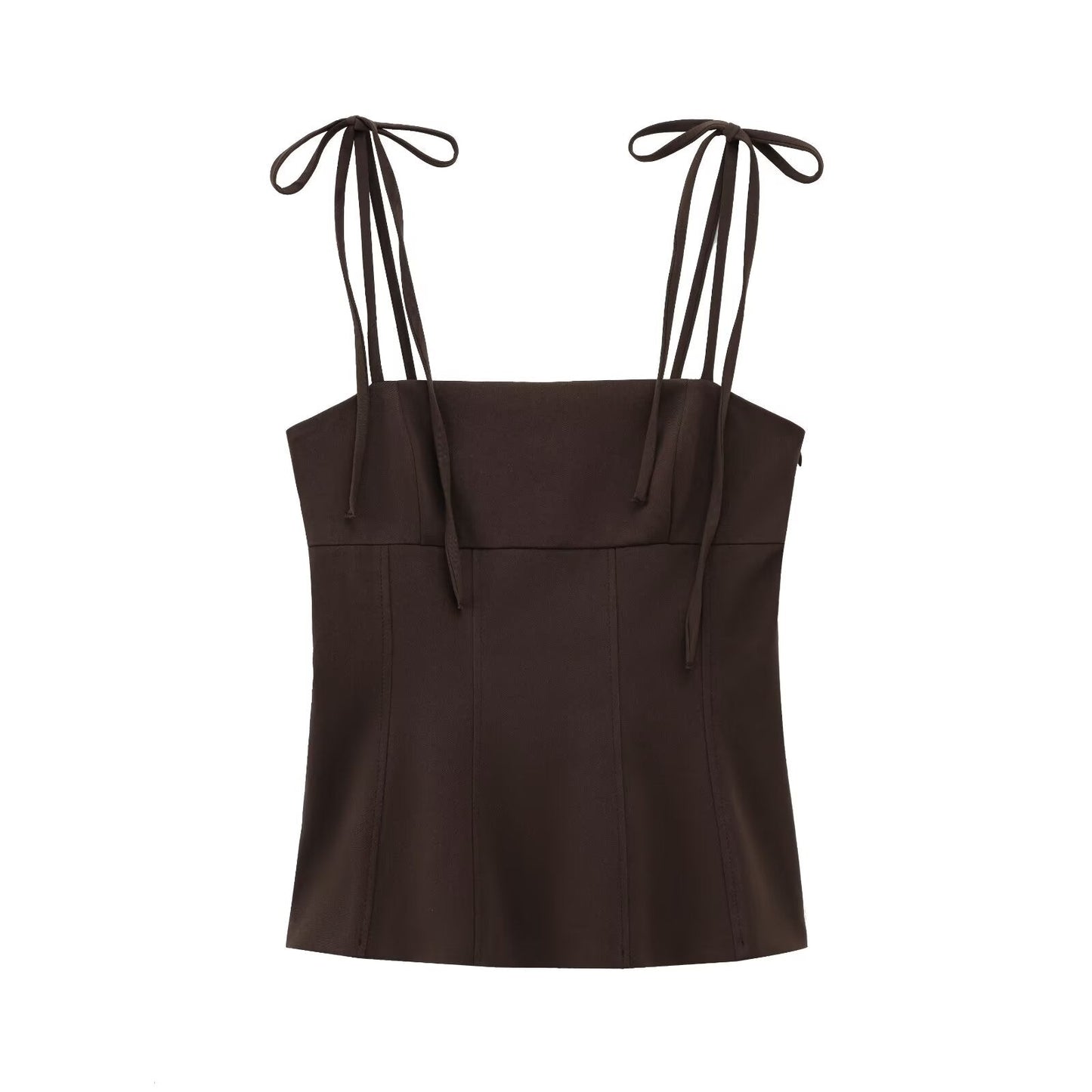 Women's 2025 fashion bow decorated elastic top retro women's chic top